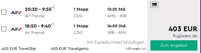 Amsterdam - Johannesburg