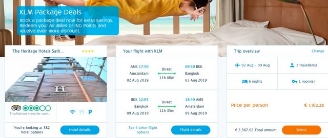 KLM Package deals ING rentepunten