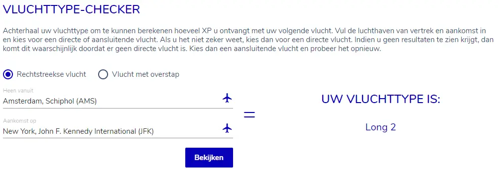 XP Flying Blue KLM calculator hoeveel
