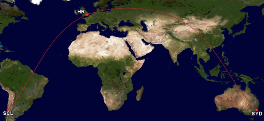 Asia Miles - Langste afstanden - Santiago de Chile - Londen - Sydney