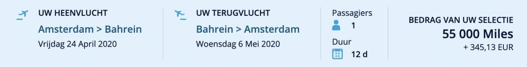 Flying Blue promo award februari 2020 Amsterdam - Bahrein
