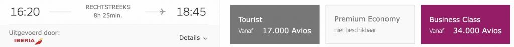Iberia Plus goedkoper business class vliegen MAdrid New York
