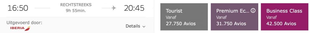Iberia Plus goedkoper business class vliegen Madrid Miami