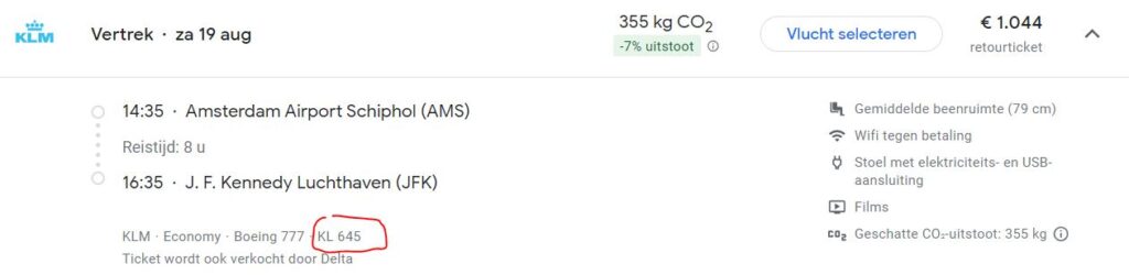 codeshare vlucht