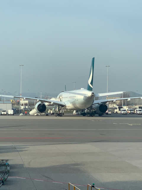 Cathay Pacific Business Class Amsterdam Hong Kong remote stand