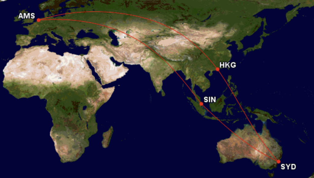 rechtstreeks vliegen Australie via Azie